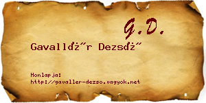Gavallér Dezső névjegykártya
